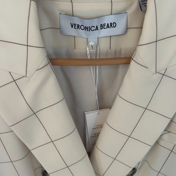 NWT: Veronica Beard Charleston Plaid Double-Breasted Jacket in Ecru Deep Ochre - Picture 6 of 13